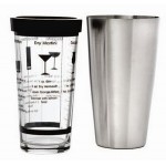 25 Oz. Stainless Steel Shell Boston Shaker Set w/Recipe Glass with Logo