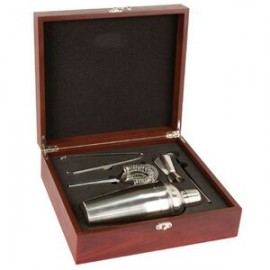 Rosewood Finish Martini Set with Logo