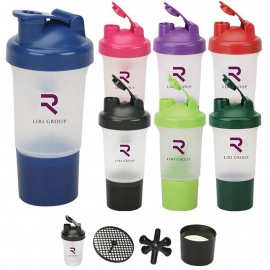 Logo Branded 17 Oz. 4 Piece Protein Plastic Shaker  Logo Branded 17 Oz. 4 Piece Protein Plastic Shaker