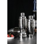 18OZ/530ML Cocktail Shaker 201 Stainless Steel Wine Shaker with Strainer and Lid Top with Logo