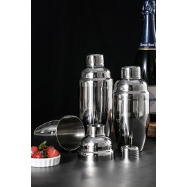 18OZ/530ML Cocktail Shaker 201 Stainless Steel Wine Shaker with Strainer and Lid Top with Logo