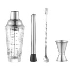 13.5 Oz Clear Glass Cocktail Shaker With Measurement with Logo