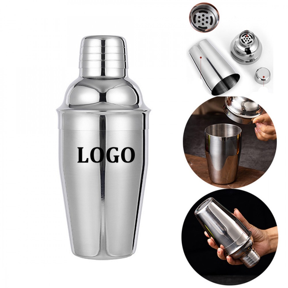 12oz Stainless Steel Martini Cocktail Shaker with Logo