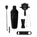 7-Piece Matte Black Cocktail Set with Logo