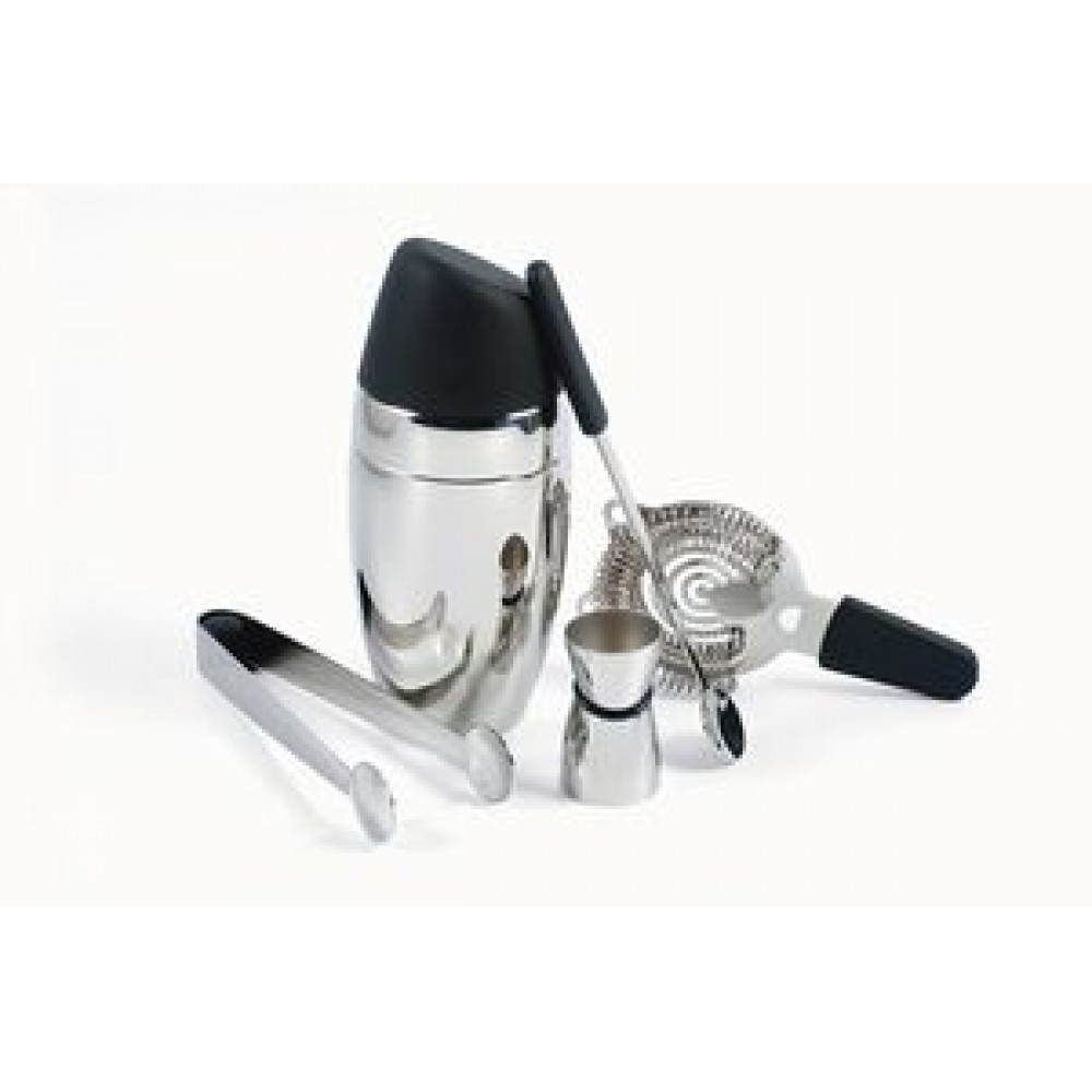Stainless Steel Barman's Deluxe Cocktail Shaker Set with Logo