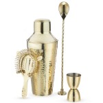 Personalized Twine Gold Hammered Barware Set