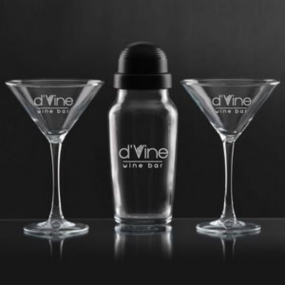 Custom Printed 3 Piece Martini w/Shaker Gift Set Custom Printed 3 Piece Martini w/Shaker Gift Set