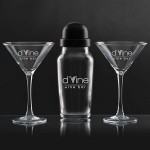 Custom Printed 3 Piece Martini w/Shaker Gift Set