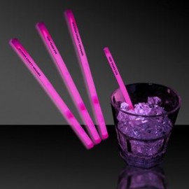 Logo Branded 5" Hot Stamp Pink Glow Swizzle Stick