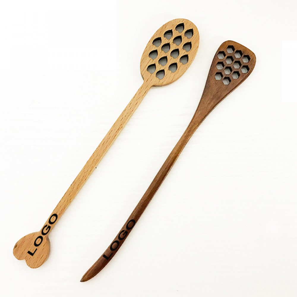 Logo Branded 7" Handmade Wooden Heart Shaped Honey Dipper Mixing Stick Coffee Stirring Spoon MOQ100PCS Logo Branded 7" Handmade Wooden Heart Shaped Honey Dipper Mixing Stick Coffee Stirring Spoon MOQ100PCS