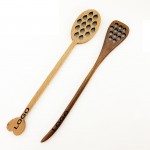 Logo Branded 7" Handmade Wooden Heart Shaped Honey Dipper Mixing Stick Coffee Stirring Spoon MOQ100PCS