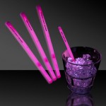 Promotional 5" Pad Printed Pink Glow Swizzle Stick