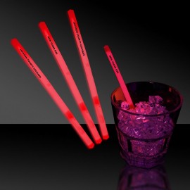 Customizes 5" Pad Printed Red Glow Swizzle Stick