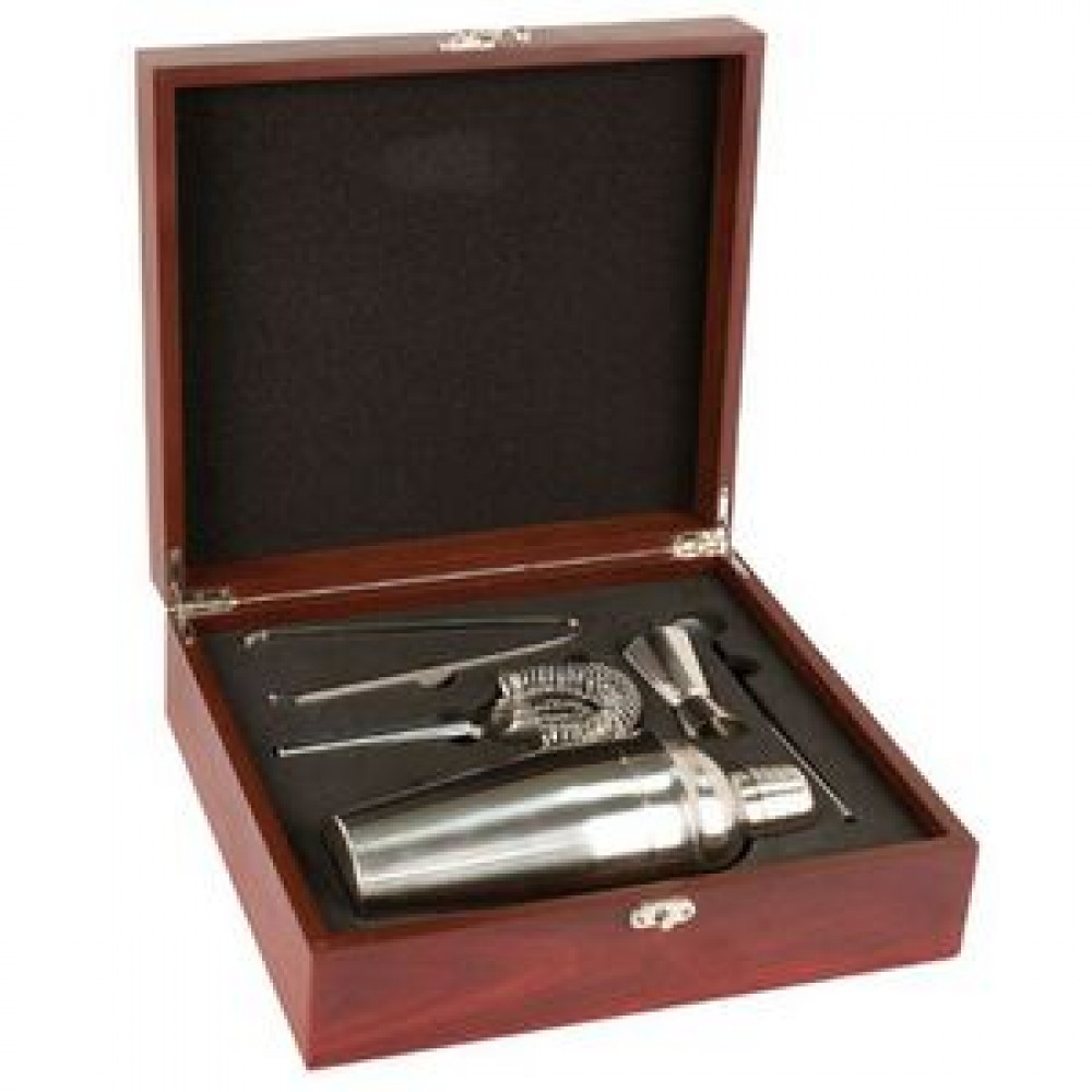 Custom Imprinted Rosewood Finish Martini Set (Laser engraved) Custom Imprinted Rosewood Finish Martini Set (Laser engraved)