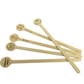 Personalized 6 inch L Disposable Wood Round End Coffee Stick
