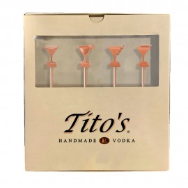 Logo Branded 4-Pack Custom Molded Stainless Steel Cocktail Swizzle Sticks with Box