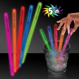 5" Single Color Glow Swizzle Stick Logo Branded