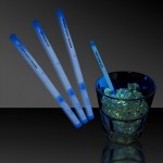 Personalized 5" Pad Printed Blue Glow Swizzle Stick