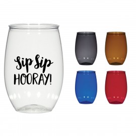 Logo Branded 16oz. Stemless Plastic Wine Glass  Logo Branded 16oz. Stemless Plastic Wine Glass
