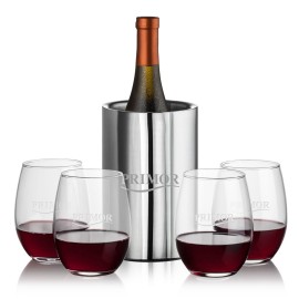 Jacobs Wine Cooler & 4 Stanford Stemless Wine with Logo