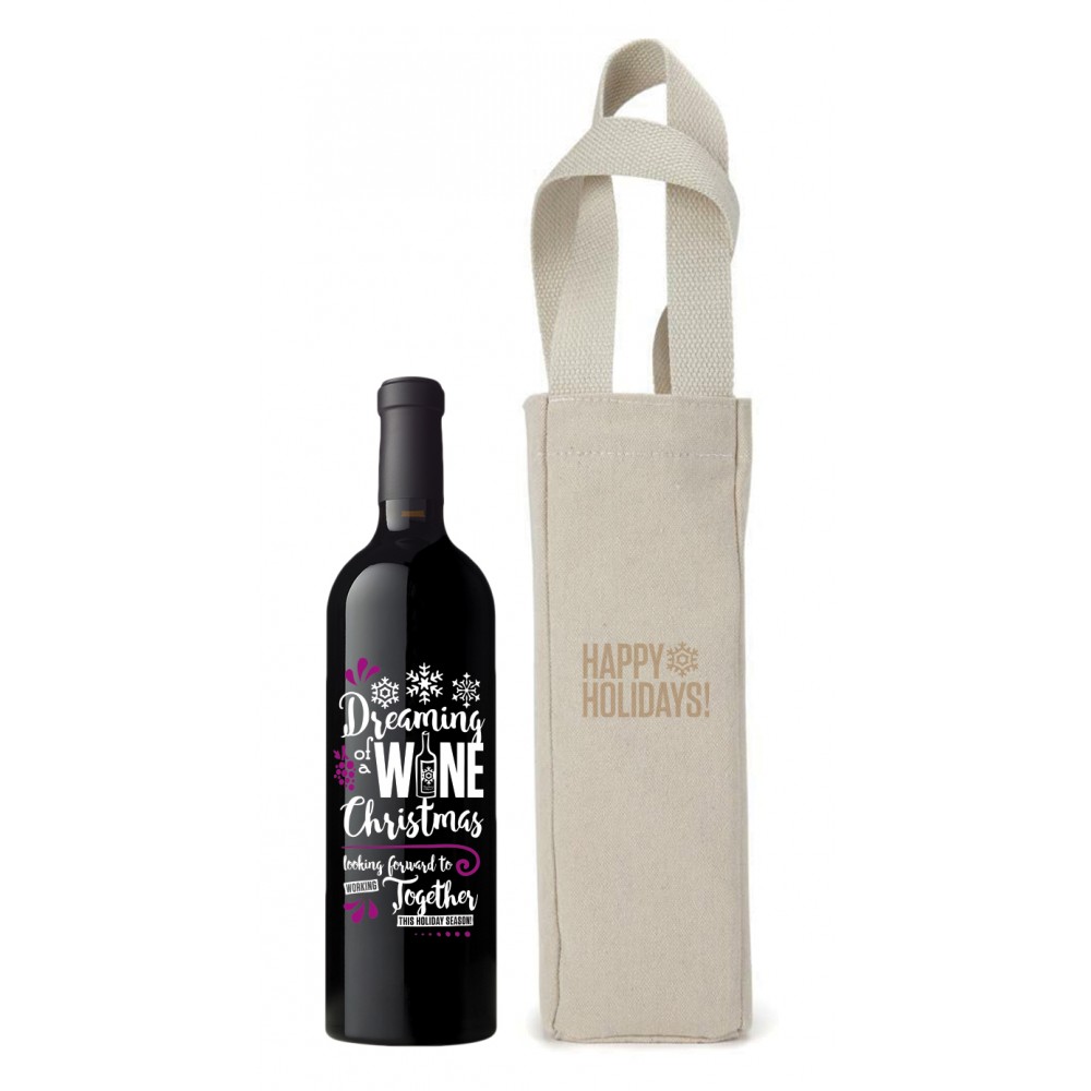 Custom Printed Branded Canvas Wine Tote w/Custom Etched Wine & 1 Color Fill Custom Printed Branded Canvas Wine Tote w/Custom Etched Wine & 1 Color Fill
