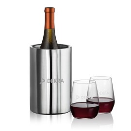 Jacobs Wine Cooler & 2 Germain Stemless Wine with Logo  Jacobs Wine Cooler & 2 Germain Stemless Wine with Logo