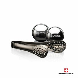Custom Printed Swiss Force Set of 2 Whisky Balls & Tongs