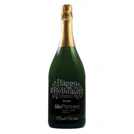 Magnum Etched Champagne Sparkling Wine with No Color Fill with Logo