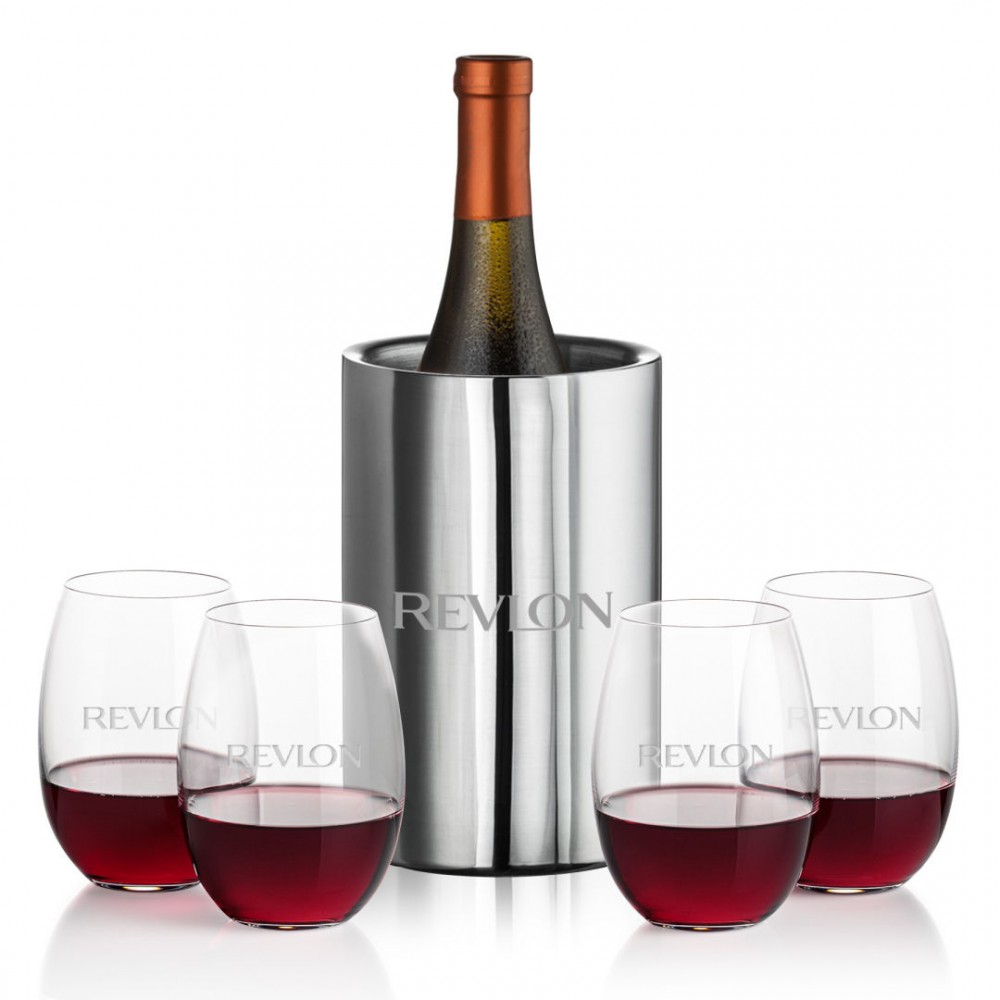 Jacobs Wine Cooler & 4 Carlita Stemless Wine with Logo