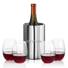Jacobs Wine Cooler & 4 Carlita Stemless Wine with Logo  Jacobs Wine Cooler & 4 Carlita Stemless Wine with Logo