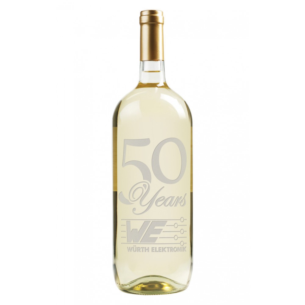 Custom Labeled Etched Chardonnay White Wine 1.5L with No Color Fill