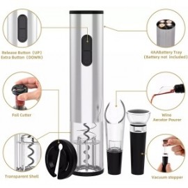 Custom Printed Veneto 4-Piece Electric Wine Opener Gift Set Includes Electric Wine Opener, Pourer, Vacuum - AIR