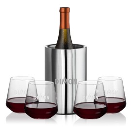 Logo Branded Jacobs Wine Cooler & 4 Cannes Stemless Wine