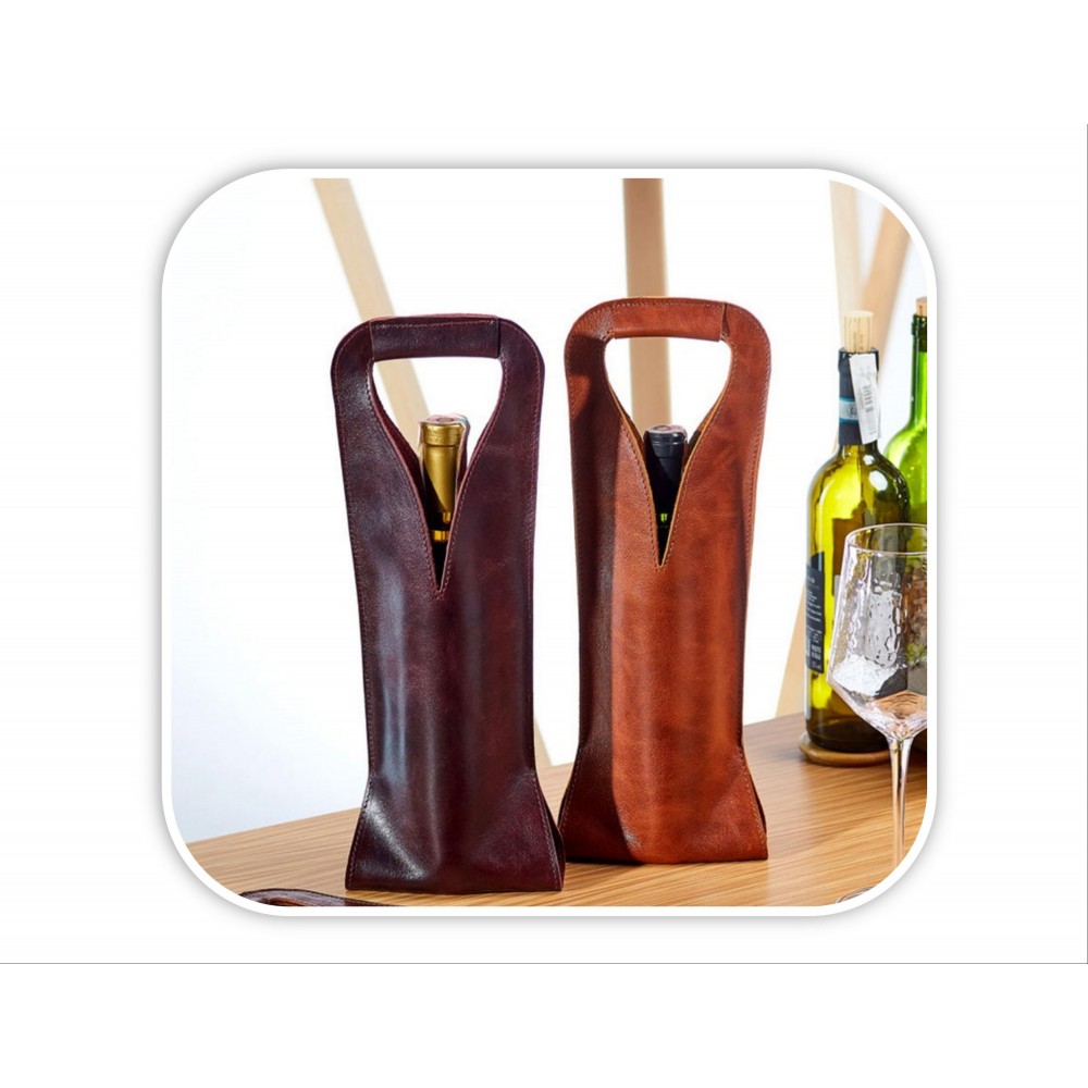 Luxury PU Leather Wine Bottle Carry Bag with Logo