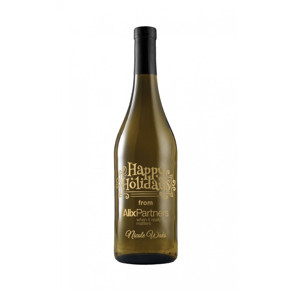 Etched Chardonnay White Wine with 1 Color Fill with Logo