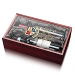 Archer Double Wine Box - Rosewood/Black Satin with Logo