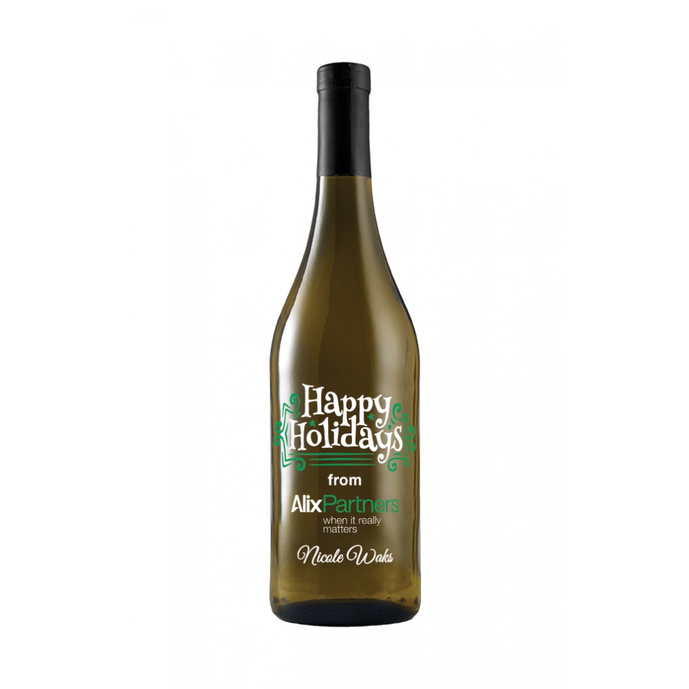 Custom Printed Etched Chardonnay White Winewith 2 Color Fill