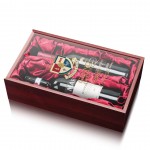 Archer Double Wine Box - Rosewood/Red Satin with Logo
