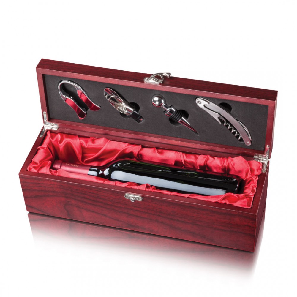 Custom Printed Cobourg Wine Box - Rosewood/Red Satin Custom Printed Cobourg Wine Box - Rosewood/Red Satin