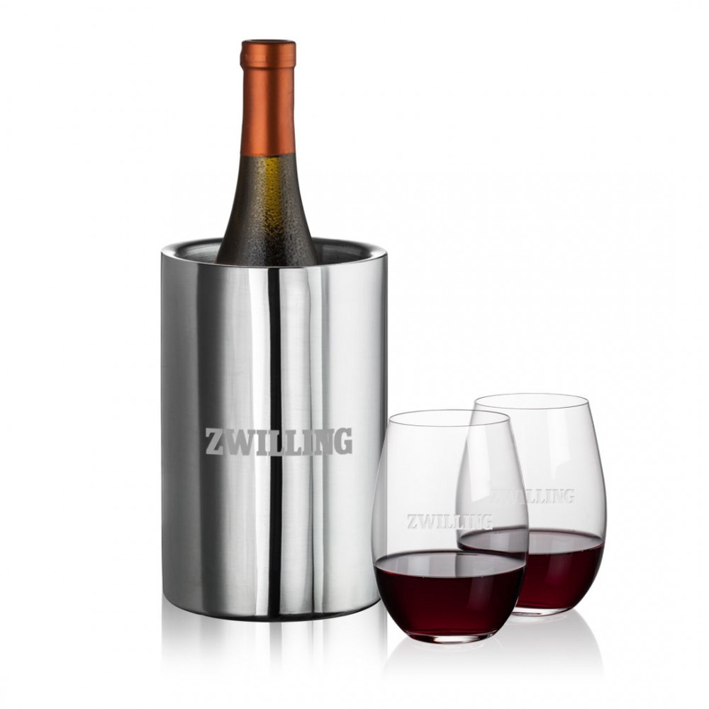 Jacobs Wine Cooler & 2 Laurent Stemless Wine with Logo