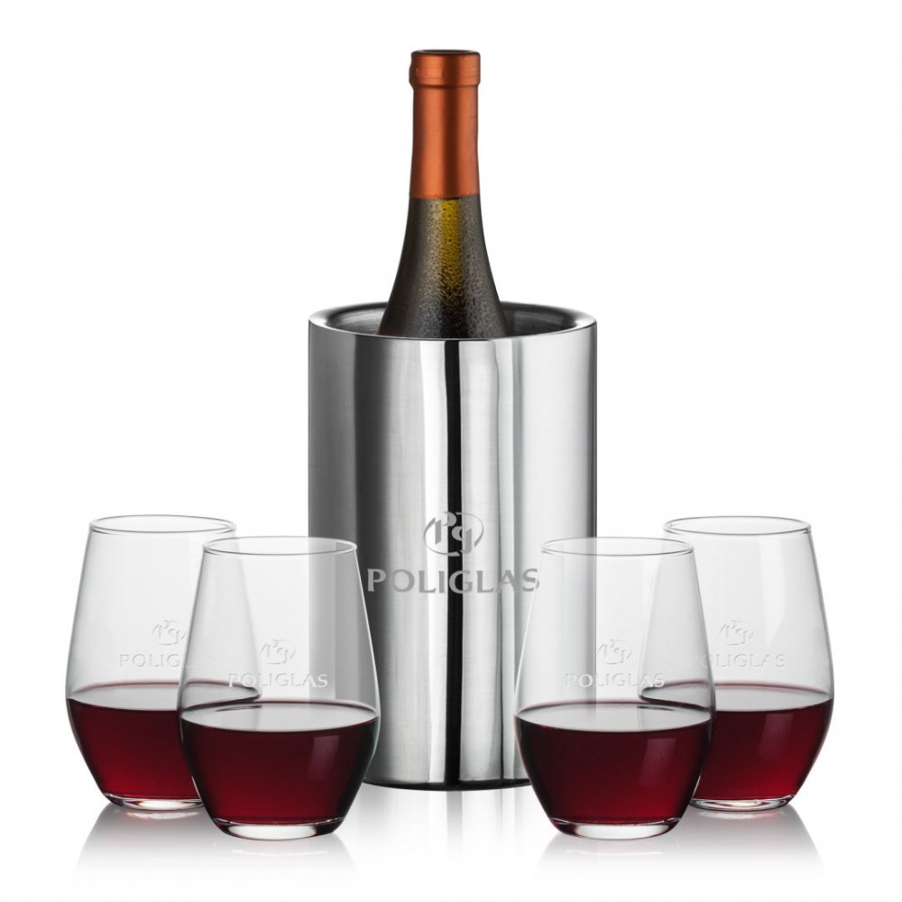 Jacobs Wine Cooler & 4 Vale Stemless Wine with Logo