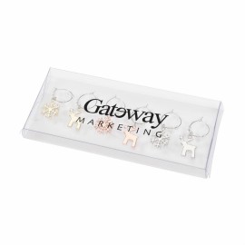 The Rudolf 6pc Wine Charm Set - Multi-Color with Logo  The Rudolf 6pc Wine Charm Set - Multi-Color with Logo