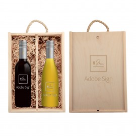 Rustic Laser Engraved Wood Box with Half Size Etched Robert Mondavi Private Select with 1 Color Fill with Logo