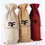 Custom Labeled Jute Wine Bags Single Reusable Bottle Bags Burlap Wine Bags with Drawstrings