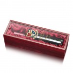 Archer Wine Box - Rosewood/Red Satin with Logo