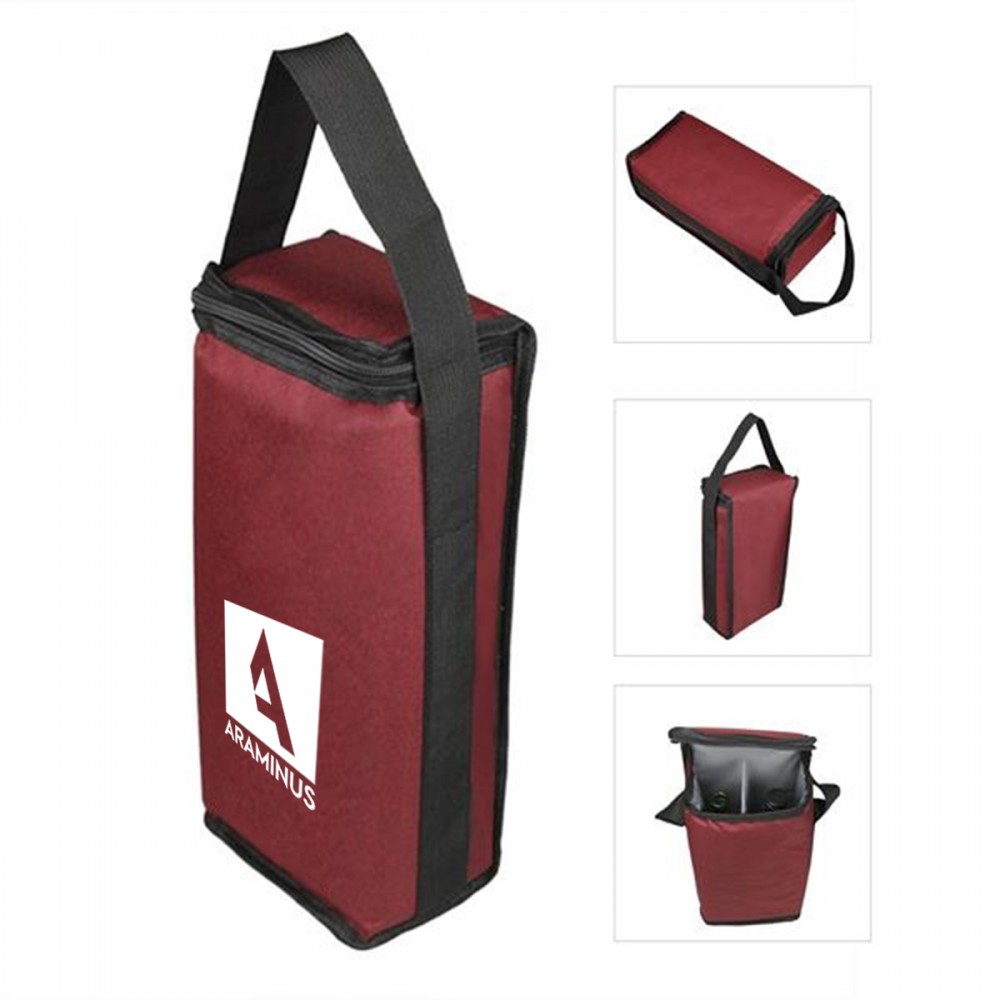 2 Bottle Insulated Wine Tote with Logo