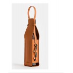 Custom Printed Luxurious PU Leather Wine Bottle Carry Bag with Opener Holder