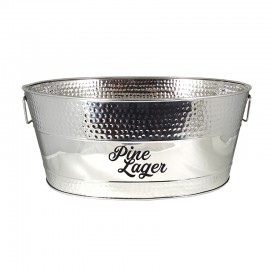 BREKX Aspen Metal Party Tub Hammered Stainless Steel with Logo