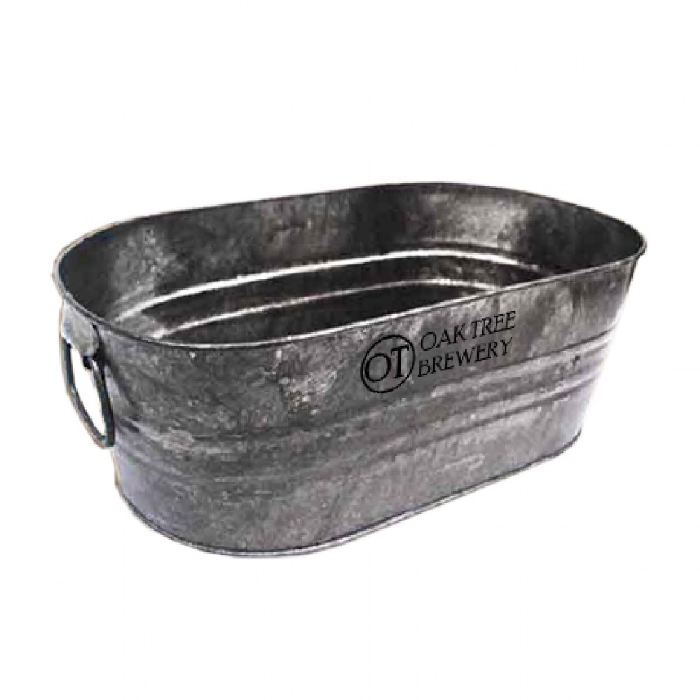 Logo Branded Vintage Black Steel Oval Tub Logo Branded Vintage Black Steel Oval Tub