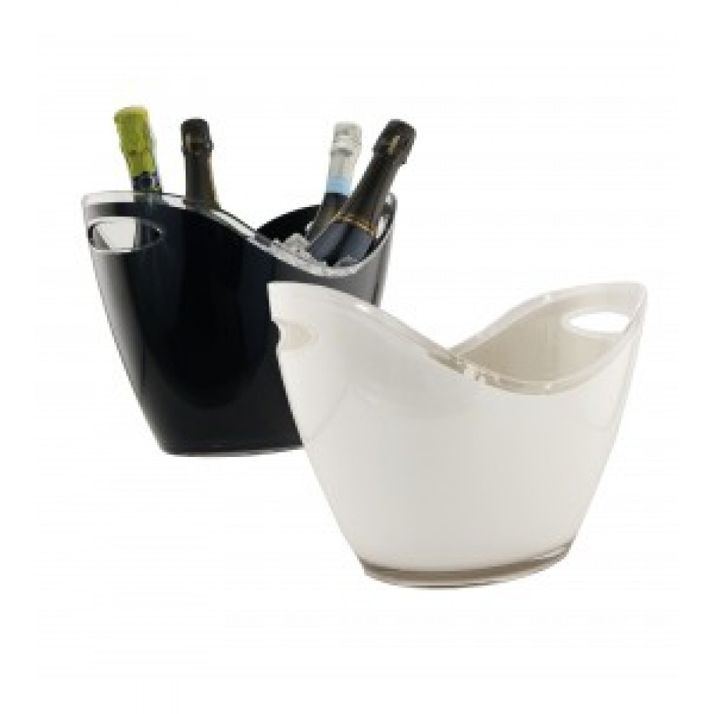 Small Black or White Oval Wine Bucket with Logo